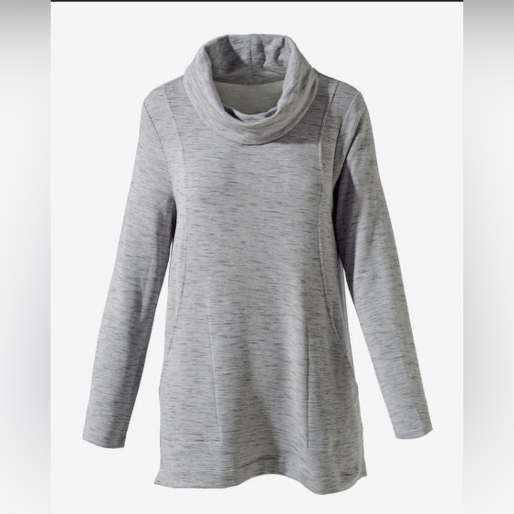 Chico’s COZISOFT
Cowl-Neck Gray Tunic Top Size 16/18